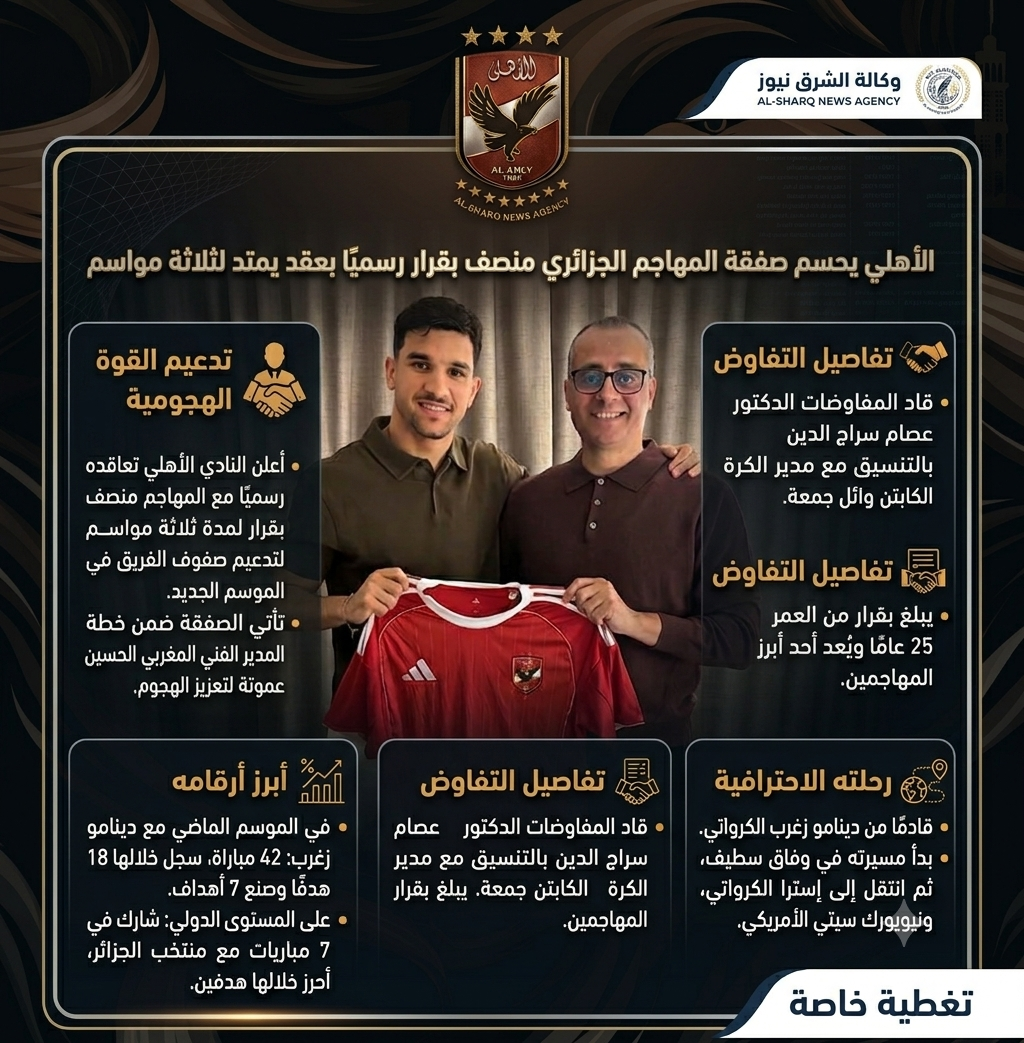 الأهلي يحسم صفقة منصف بقرار رسميًا بعقد ثلاثي المواسم